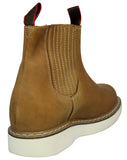 Mens #100RA Light Brown Work Boots Leather Elastic Gusset  - Soft Toe