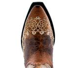 Womens Stella Cognac Leather Cowboy Boots - Snip Toe