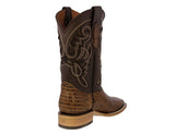 Mens Honey Brown Cowboy Boots Teju Lizard Leather - Square Toe
