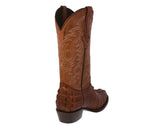 Mens #130 Cognac Alligator Tail Print Leather Cowboy Boots - Round Toe