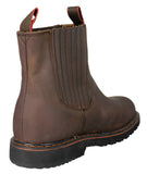 Mens 100TR Brown Work Boots Leather Pull On - Soft Toe