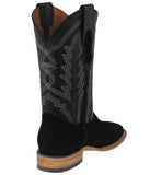 Mens #GAM Black Western Boots Suede Leather - Square Toe