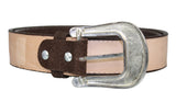 Brown #180S Western Belt Snake Print Nubuck Leather - Removable Buckle