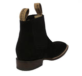 Mens Black Chelsea Boots Nubuck Leather - Square Toe