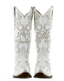 Womens "I Do' White Wedding Boots Leather - Snip Toe