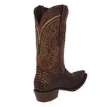 Mens Chedron Snake Print Leather Cowboy Boots - Snip Toe