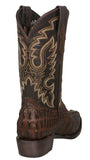 Mens #130 Brown Cowboy Boots Crocodile Tail Print - J Toe