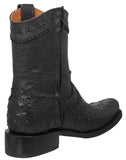 Mens #20RA Black Cowboy Boots Ostrich Print Zipper - Square Toe