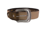 Brown #445 Western Cowboy Belt Floral Leather - Removable Buckle
