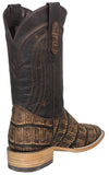 Mens #105N Rustic Sand Cowboy Boots Alligator Big Belly Print - Square Toe