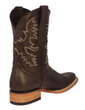 Mens Brown Western  Cowboy Boots Real Leather - Rodeo Toe