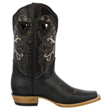 Womens Jesse Black Western Boots Classic Leather - Square Toe