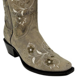 Womens Sofia Light Brown Leather Cowboy Boots - Square Toe