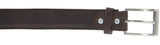 Brown Western Cowboy Belt Solid Grain Leather - Silver Buckle