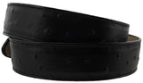 Black Western Cowboy Belt Ostrich Quill Print Leather - Rodeo Buckle