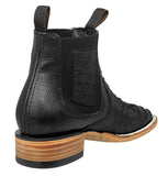 Mens Black Chelsea Boots Snake Print Leather - Square Toe