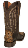 Mens Honey Brown Cowboy Boots Crocodile Back Print Overlay - Square Toe