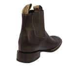 Mens Brown Chelsea Ankle Boots Smooth Leather - Square Toe