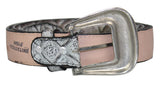 Natural Western Cowboy Belt Pirarucu Fish Leather - Silver Buckle