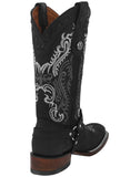 Womens Dallas Black Western Boots Leather Removable Straps - Square Toe
