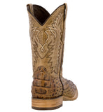 Mens Sand Alligator Hornback Print Leather Cowboy Boots Square Toe