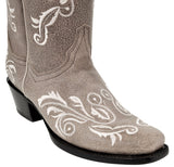 Womens Granada Light Brown Cowboy Boots Swan Embroidered - Square Toe