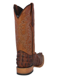Mens Cognac Crocodile Tail Print Leather Cowboy Boots - 3X Toe