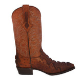 Mens #150 Cognac Crocodile & Ostrich Print Leather Cowboy Boots - J Toe