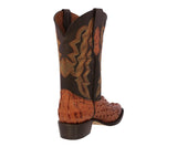 Mens #150 Cognac Cowboy Boots Crocodile & Ostrich Print - J Toe