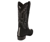 Mens Black Stingray Row Stone Print Leather Cowboy Boots - J Toe