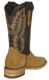 Mens #GAM2 Honey Brown Western Boots Suede Leather - Square Toe
