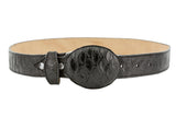 Black Western Cowboy Belt Anteater Print Leather - Rodeo Buckle