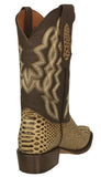 Mens #180 Sand Cowboy Boots Python Snake Print - J Toe
