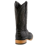 Mens Black Western Wear Leather Cowboy Boots Snake Print - Square Toe