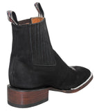 Mens #RGL4 Black Chelsea Ankle Boots Nubuck Leather - Square Toe