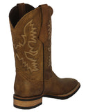 Mens Honey Brown Western Wear Leather Cowboy Boots Rodeo - Square Toe