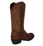 Mens #110 Brown Alligator Back Print Leather Cowboy Boots - Round Toe