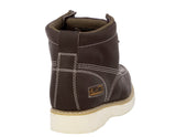 Mens Brown Work Boots Leather Slip Resistant Lace Up Soft Toe - #650RA