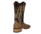 Mens #160N Black Cowboy Boots Elephant Print - Square Toe