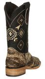 Mens Brown Cowboy Boots Real Cow Hair Leather - Square Toe