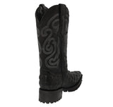 Mens Black Motorcycle Boots Crocodile Back Cut Print - J Toe