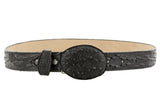 Black Western Belt Iguana Print Leather - Rodeo Buckle