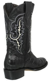 Mens #125 Black Cowboy Boots Crocodile Big Belly Print - Round Toe