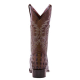 Mens #130 Brown Alligator Tail Print Leather Cowboy Boots - Round Toe