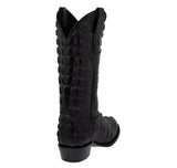 Mens Black Full Crocodile Tail Print Cowboy Boots - Round Toe