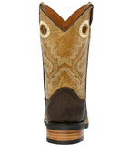 Kids Toddler Western Cowboy Boots Pull On Square Toe Dark Brown - #142