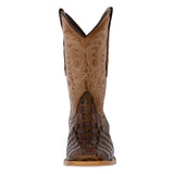 Mens #130N Brown Alligator Tail Print Leather Cowboy Boots - Square Toe