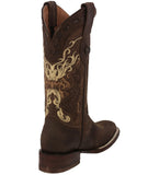 Womens Dallas Dark Brown Western Boots Leather - Square Toe