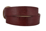 Burgundy Western Cowboy Belt Real Teju Lizard Skin Leather - Rodeo Buckle