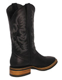 Mens Black Western Wear Leather Cowboy Boots Rodeo - Square Toe